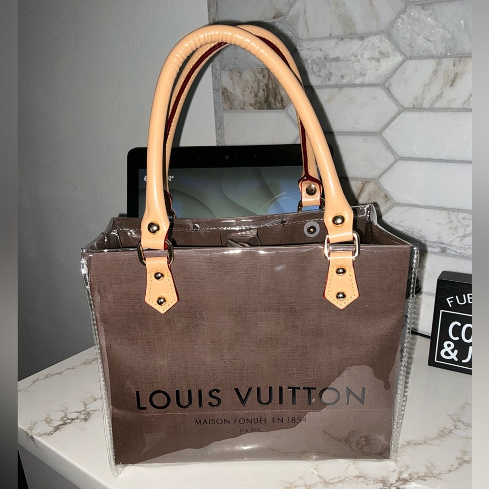 Louis Vuitton Brown Paper Shopping Bag with PVC Protector